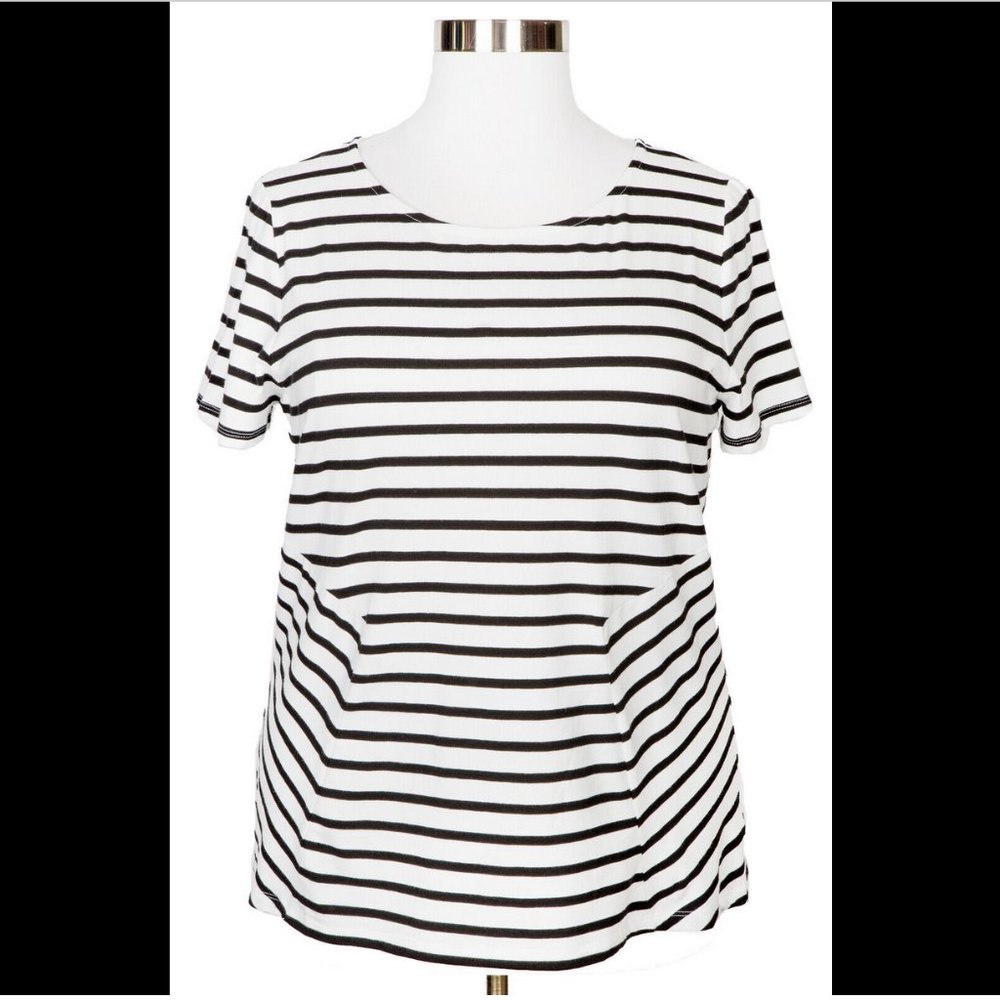 TALBOTS WHITE BLACK STRIPED TOP
